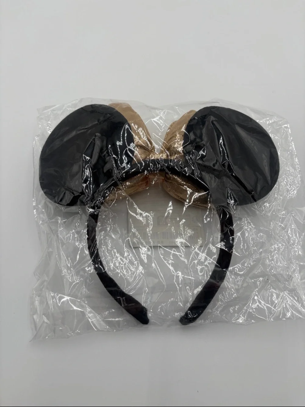 Gold Bow Minnie Mouse Ears Headband Black Studded Disney Inspired‎ NEW